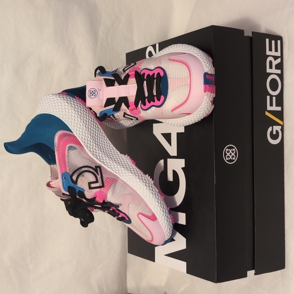 G/FORE Pink Blue White Athletic Golf Sneakers - Picture 3 of 10